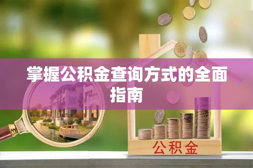 盘龙掌握公积金查询方式的全面指南