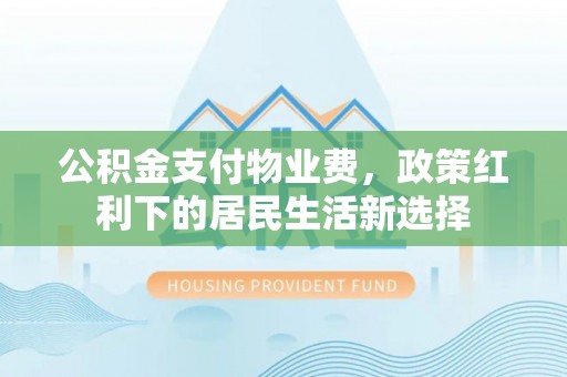 盘龙公积金支付物业费，政策红利下的居民生活新选择