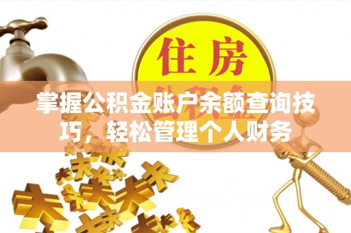 盘龙掌握公积金账户余额查询技巧，轻松管理个人财务